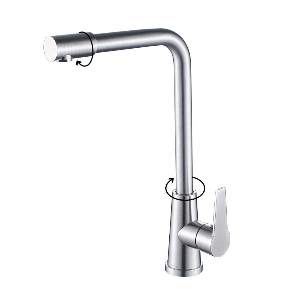 FCXWEVR 360-Degree Rotating Stainless Steel Kitchen Faucet, Brushed Nickel Hot & Cold Water Mixer, Durable Sink Tap, Modern Design for Home & Restaurant Use
