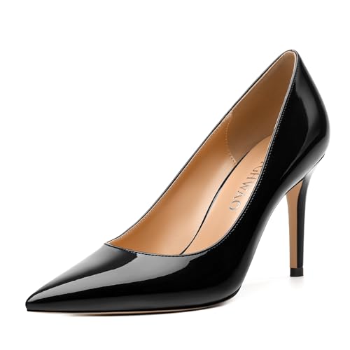 Women's Pumps, Pointed Toe Slip On High Heels, Fashion Solid Patent High Heel Shoes for Women