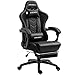Produktbild Dowinx Gaming Stuhl Ergonomischer Racing Stil Lehnstuhl mit Massage Lordosenstütze, Büro Sessel für Computer-PU-Leder-E-Sport-Gamer Stühle mit Ausziehbarem Fußraste (schwarz)