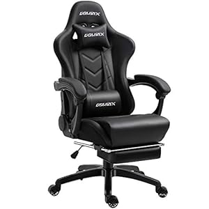 Dowinx verstelbare gaming chair PC-bureaustoel met voetsteun, game stoel met massage-lendensteun, ergonomische PU…