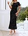 ZESICA Women's Summer Short Sleeve Floral Bodycon Dress 2026 Ruched Mesh Wedding Guest Cocktail Party Maxi Dresses Black Large