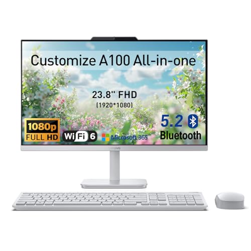 Image of PCONLINE Lenovo 23.8 inch AIO Desktop Computer (Customized, Intel Core i3-N305, 8GB-32GB RAM, 512GB-2TB NVMe SSD, FHD Anti-Glare Display, Copilot AI, Wi-Fi 6, Windows 11 Pro, Wireless Keyboard & Mouse
