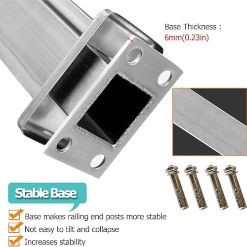 304 Stainless Steel Glass Balustrade Post System - Indoor & Outdoor Railing for Deck, Balcony, Attic, Staircase, Corner Post - 39.4 inch (100cm) Durable & Stylish Safety Solution