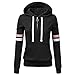 Produktbild TOPKEAL Frauen Hoodie Pullover Damen Kapuzenpullover Streifen Sweatshirt Winterpullover Langarm Jacke mit Kapuze Tasche Mantel Tops Blouse Pulli (B_Schwarz, S)