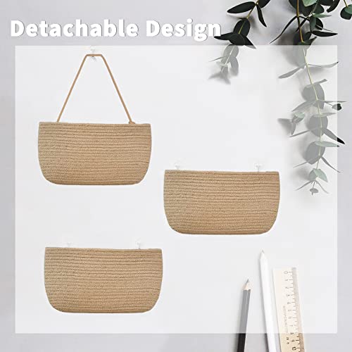 Aiviin Over The Door Hanging Baskets, 3-Tier Wall Hanging Storage Basket, Woven Cotton Rope Hanging Organizer, Decorative Hanging Shelf Basket For Living Room, Bathroom,Bedroom And Kitchen (Jute) #TOP5