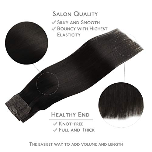 Image of WENNALIFE Wire Hair Extensions Real Human Hair 12 inch 70g Natural Easy to Apply Reusable Black Remy Hair Invisible Transparent Wire Straight Reusable Natural Reusable Extensiones De Cabello Humano