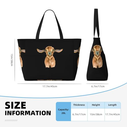 Farm Animal Goat Print Large Capacity Beach Tote Bag for Women, Waterproof Beach Travel Bag3