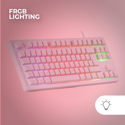 MK023, Tastiera Gaming TKL, Tecnologia Ibrida H-Mech, Illuminazione FRGB Rainbow, Anti-ghosting, Compatibilità Universale, Rosa, Lingua Francese - Tastiera gaming - Immagine 3