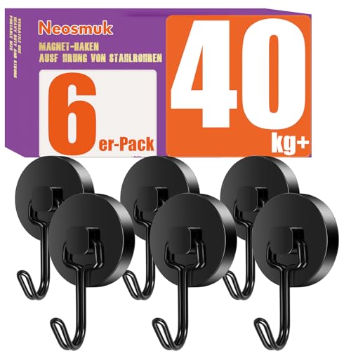 Neosmuk Crochet magnétique Swing - 40 kg - Extra puissant - Pour organiseur de casier - Aimants en néodyme - Très puissant - Pour aménagement d'atelier, tente arrière, barbecue