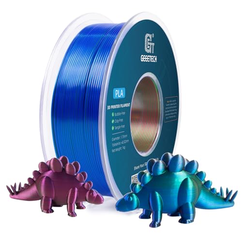 Geeetech Silk PLA Tri Color Filament 1.75mm 3D Printer Filament,Coextrusion Red Blue Green Tri-Colors Metal-Like Shiny Silk PLA Filament,1kg (2.2lbs) 1 Spool,Dimensional Accuracy +/- 0.03 mm