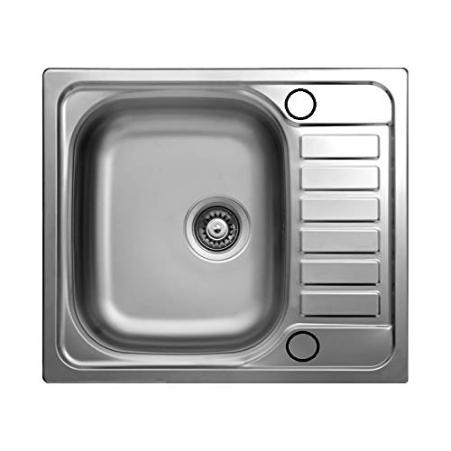 Lavello Cucina Vasca Da Incasso Acciaio Gocciolatoio Reversibile 50X58 Cm