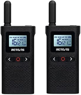 Retevis RB628 Walkie Talkie, PMR446 License Free 2 Way Radio Rechargeable 1500mAh, VOX, LCD Display, CTCSS/DCS, Lightweight, Professional Walkie Talkie Mini for Family, Retail (2 Pcs, Black)