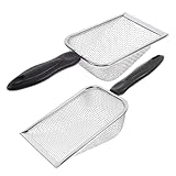 BRIGHTFUFU 2 Stück Edelstahl Strandschaufel mit Mesh sieb Robuste Sandschaufel zum Filtern von Sand und Sammeln von Muscheln Am Strand Vielseitige Strandkeschaufel für Sand und Meeresschätze