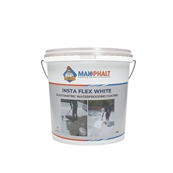 MAKPHALT ( MK Petro Insta Flex White | External Wall And Roof Waterproofing Coating | Elastomeric Waterproofing - 5 Kg