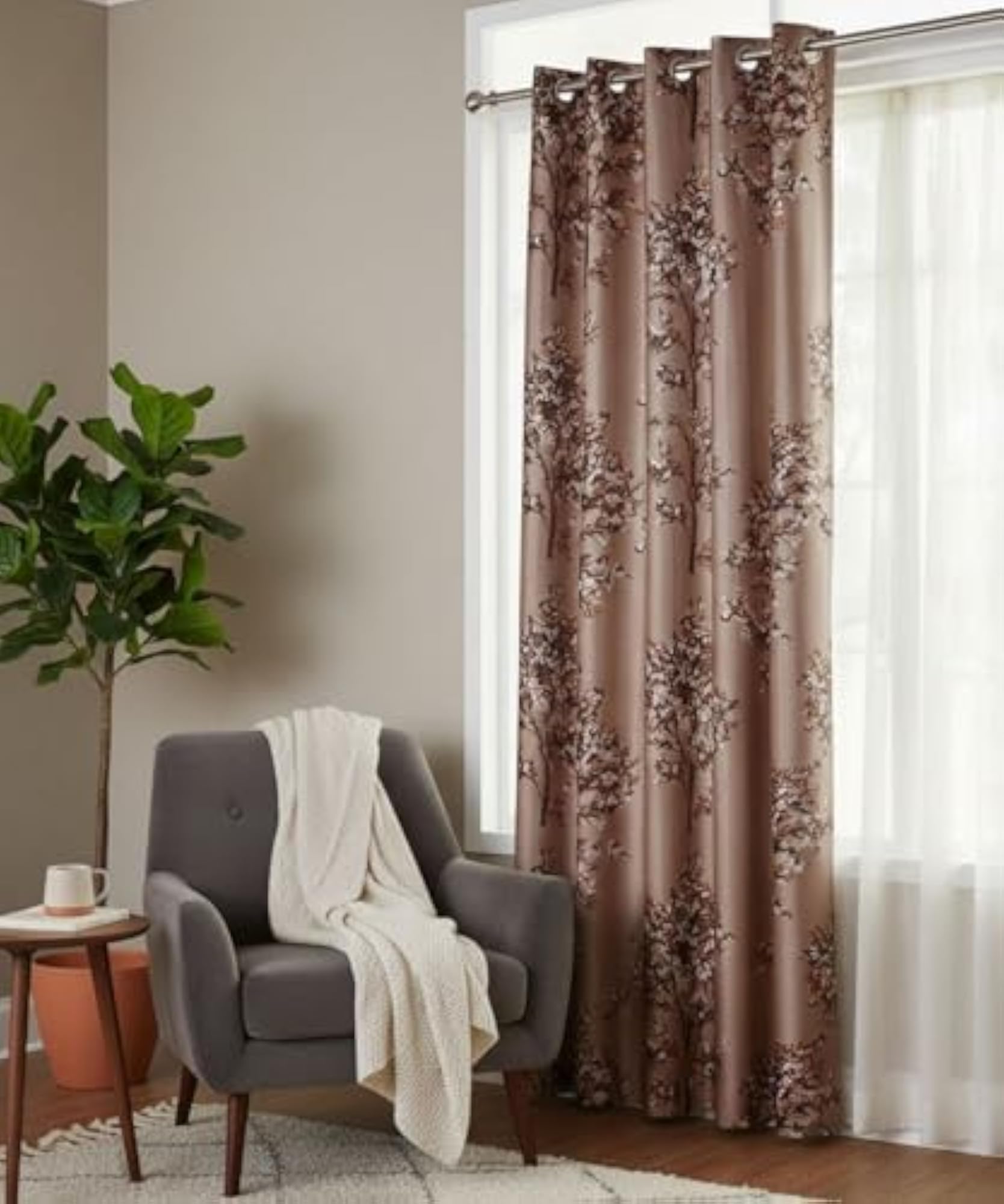 Marble Platinum Polyester Door Curtain, Light Filtering