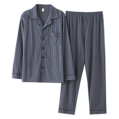 DJUNJUN Herren Baumwolle Nachtwäsche Lounge-Kleidung Gemütlich Lange Ärmel Pyjama-Set Oben und Unten Atmungsaktiv und Gemütlich Nachtwäsche,10,XL Cover