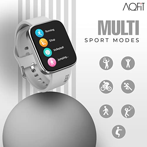Image of AQFIT W9 Quad Bluetooth Calling Smartwatch For Men and Women| 1.69 inch Full Touch Screen HD Display with Voice Assistant |SpO2 , Heart Rate Monitoring | Up to 10 Days of Battery Life | IP67 Water Resistant | (Silver)