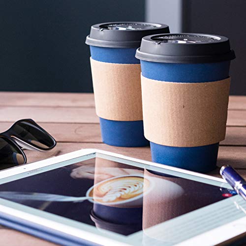 Glowcoast Disposable Coffee Cups With Lids - 12 oz To Go Coffee Cup (110 Pack). Large Travel Cups Hold Shape With Hot and Cold Drinks, No Leaks! Paper Cups with Insulated Sleeves Protect Fingers!