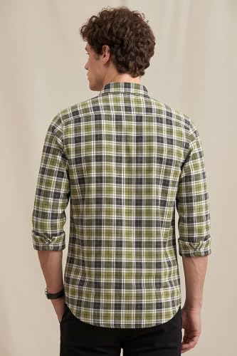 Image of Peter England Men's Checkered Cotton Shirt | Smart Casual | Full Sleeves