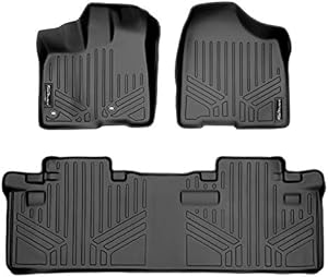 SMARTLINER Custom Fit Floor Mats 2 Row Liner Set Black for 2013-2019 Toyota Sienna 8 Passenger Model