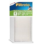 Filtrete 14x30x1 AC Furnace Air Filter, MERV 8, MPR 700, Tough on Pollen, Easy on Airflow, 3-Month Pleated 1-Inch Electrostatic Air Cleaning Filter, 4-Pack (Actual Size 13.813 x 13.813 x 0.8125 in )