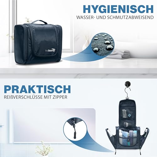 TRABONA Kulturbeutel zum Aufhängen für Herren - Waschtasche für Männer – Ansicht 3