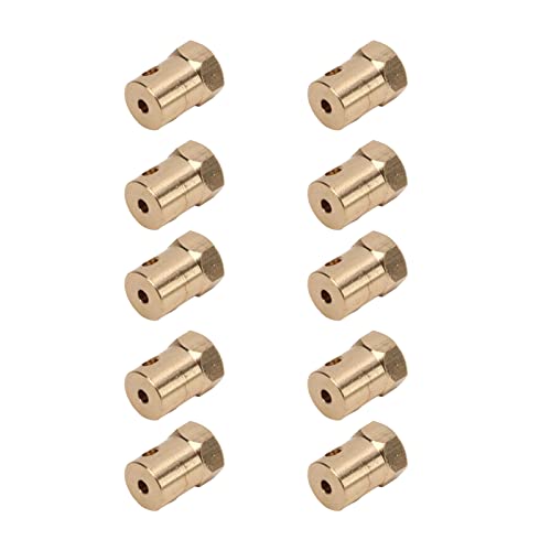 AMONIDA 10-teilige Flexible Motorkupplung, Messing-Sechskant-Kupplungsstecker, Stellschrauben-Kupplung mit Schraubenschlüssel, Ideal für RC-Car-Räder, Reifen, Welle und Gleichstrommotor-Roboter