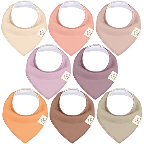 Image of KeaBabies 8-Pack Organic Baby Bandana Bibs for Girls - Super Absorbent Triangle Baby Bibs for Drooling and Teething Infant, 100% Cotton Extra Soft for Newborn, Infant 0-36 Months (Mauve)