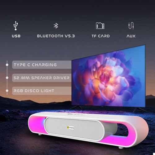 Image of Boom X Pro 16W Party Speaker with Upto 8Hr Music, Clear Sound, Multi-Compatibility, RGB Lights, TWS Feature Double Power - Just White