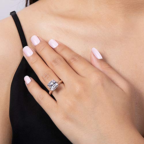 AINUOSHI Engagement Ring, 3 Carat Cushion/Round/Asscher/Princess Cut Cubic Zirconia Solitaire, Sterling Silver 925, Wedding Anniversary, Jewelry Box Packed4