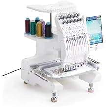 TsoLay Commercial Embroidery Machine, 12 Needles Single Head Computerized Embroidery Machine with 20 * 30cm Large Embroidery Area, 1000 RPM Speed, for Hats and Clothing Embroidery