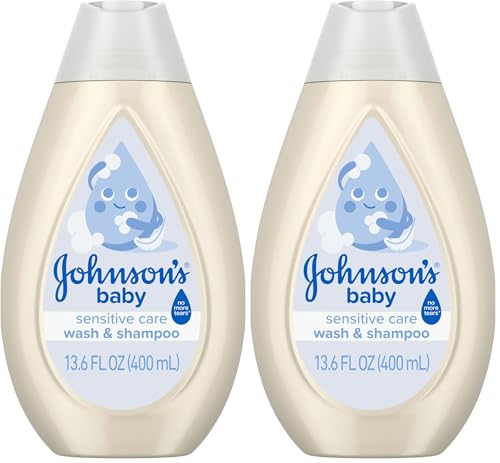 Image of Johnson's Sensitive Care Baby Wash & Shampoo, Daily Moisturizing 2-in-1 Baby Wash & Shampoo to Gently Cleanse Without Drying Out Sensitive Skin, Light Scent, Hypoallergenic, 13.6 fl. oz (Pack of 2)