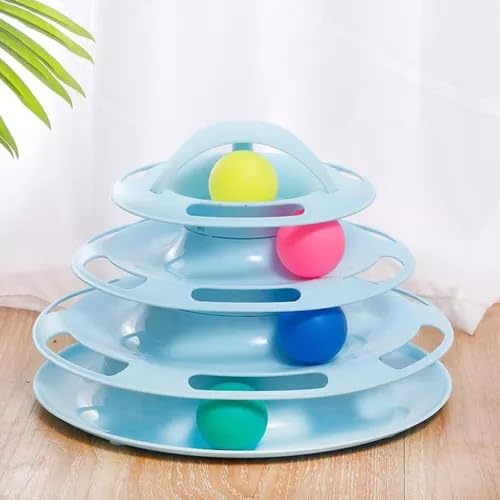 Brinquedo Para Gatos Interativo Pet Torre De Bolinhas Azul 4 Niveis