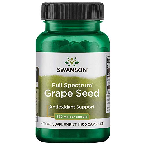 Swanson Grape Seed Heart Antioxidant Free Radicals Healthy Blood Pressure Support Polyphenols OPCS (Oligomeric Proanthocyanidins) Herbal Supplement 380 mg 100 Capsules (Caps)