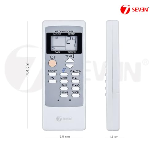 Image of 7SEVEN Compatible with Sharp AC Remote Control CRMC-A764JBEZ Model 76 Suitable for 1 1.5 2 Ton Split and Window Air Conditioner - Match Each Key by Key Exactly with Existing AC Remote Function