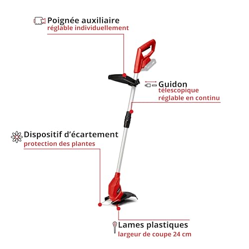 Einhell Coupe bordures sans fil GC CT 1824 Li Solo Power X Change 18 V Diam. De coupe 24 cm Manche télescopique Livré sans batterie ni chargeur - vue 3