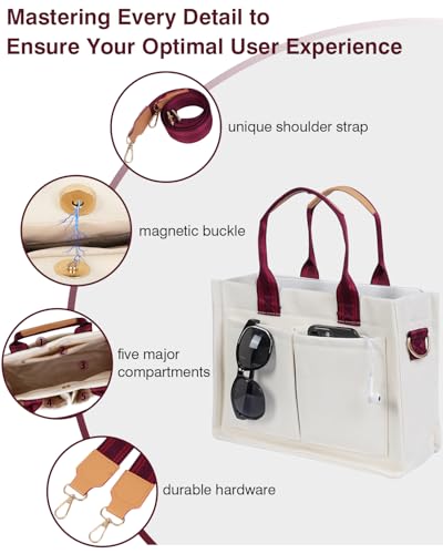 Canvas Tote Bag for Women, Crossbody Bag with Pockets Compartment, Shoulder Handbag for Teacher Nurse, Bible Messenger Purse, Utility Bag for Work, Travel, College, Everyday, Gift4