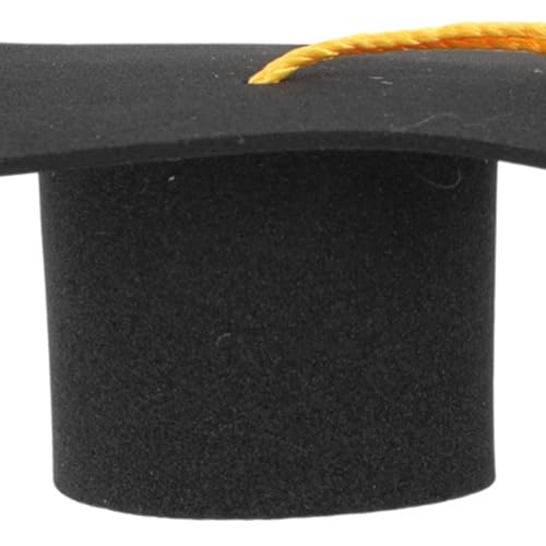 8 Mini Birretes de Graduación Toddmomy Amarillos de Papel y Poliéster para Postres 3