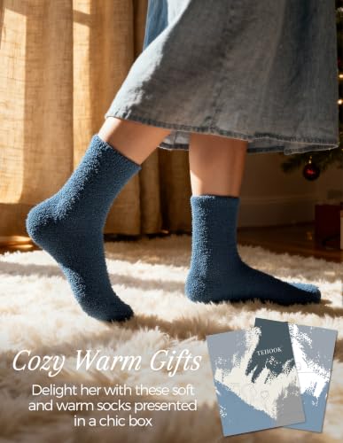Image of TEHOOK Warm & Cozy Gifts for Women, Fluffy Fuzzy Plush Sleeping Slipper Socks - Soft Warm Fabric