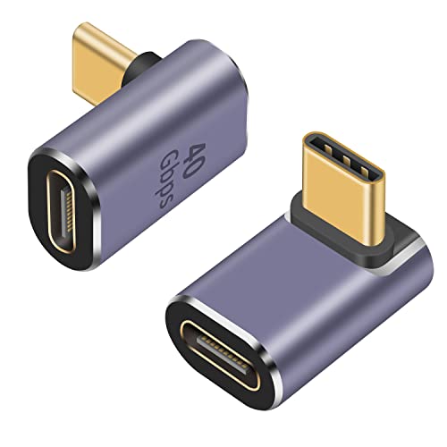 Maxhood USB C 90 Degree Adapter 100W, 2-Pack Up Down Angle USB C Adapter, 8K Video Display