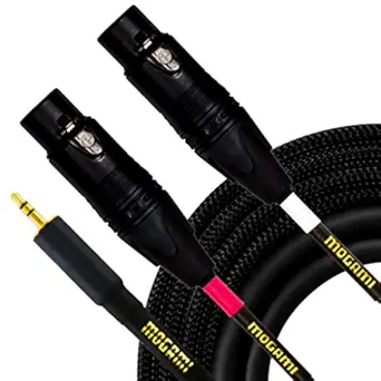 Mogami Mogami GOLD 3.5-2XLRF-03 Stereo Audio Y-Adapter Cable, Dual XLR-Female to 3.5mm TRS Plug, Gold Contacts, Straight Connectors, 3 Foot