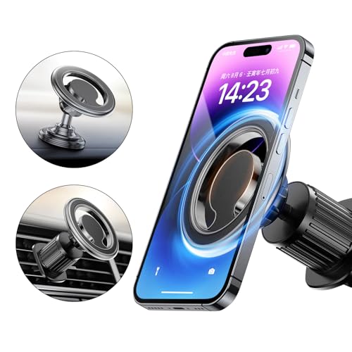 TOFURT Support Téléphone Voiture Magnétique pour Grille D'aération & Tableau de Bord, Rotation 360° Porte Téléphone Portable Automobile Magsafe Compatible avec iPhone 15/14/Pro/Plus/Pro