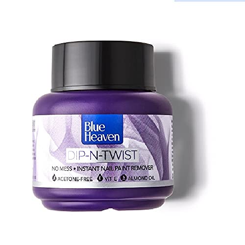 Blue Heaven Dip-N-Twist Nail Polish Remover, Infused with Vitamin E and Almond Oil, Acetone Free, Gentle Nail paint Remover Liquid, 40ml