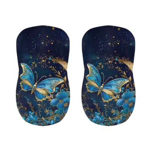 Image of Bar Stool Seat Covers,Butterfly 2 Pieces Washable Bar Stool Covers, Soft Durable Chair Seat Slipcover for Dining Room