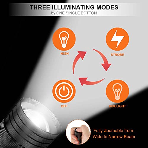 Brillirare Tactical Led Flashlight With Rechargeable Battery, High Lumen Zoomable 3 Modes Mini Handheld Pen Light For Cycling Hiking Camping Outdoor Emergency Flashlights #TOP1