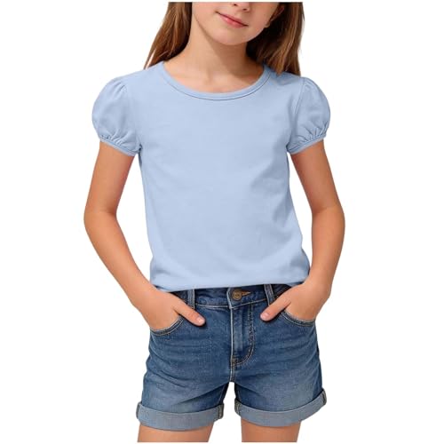 Girls Ruffle Sleeve T Shirts Summer Short Sleeve Casual Cute
