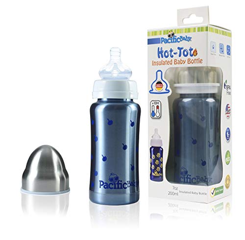 Image of Pacific Baby Hot-Tot Insulated Stainless Steel Infant Baby Eco Feeding Bottle Anti-Colic Nipple 7 Ounce