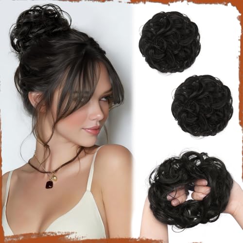 SOFEIYAN 2PCS Small Messy Bun Hair Pieces for Thin Hair
