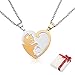 2 St&uuml;ck Damen Kette Anh&auml;nger f&uuml;r Paar P&auml;rchen,Herz Freundschaftsketten Best Friends Haslkette Gravur Katze, Schmuck Partnerketten f&uuml;r BFF beste Freunde Liebhaber Couple Geschenke (Gold Silber )
