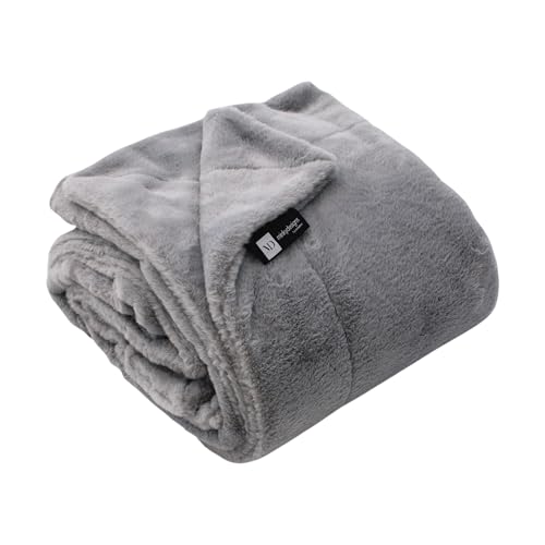 Minky Designs Ash Gray Minky Blanket, Soft Faux Fur Throw Blanket, 60"x84"